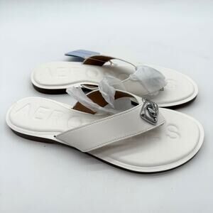 Aerosoles Galen Plush Flex Comfort White Faux Leather Sandals NWB 10